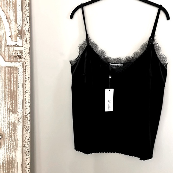 Molly Bracken Tops - MOLLY BRACKEN BLACK LACE TRIM CAMISOLE TOP
